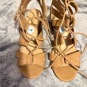 Soda Tan Lace-Up Sandals